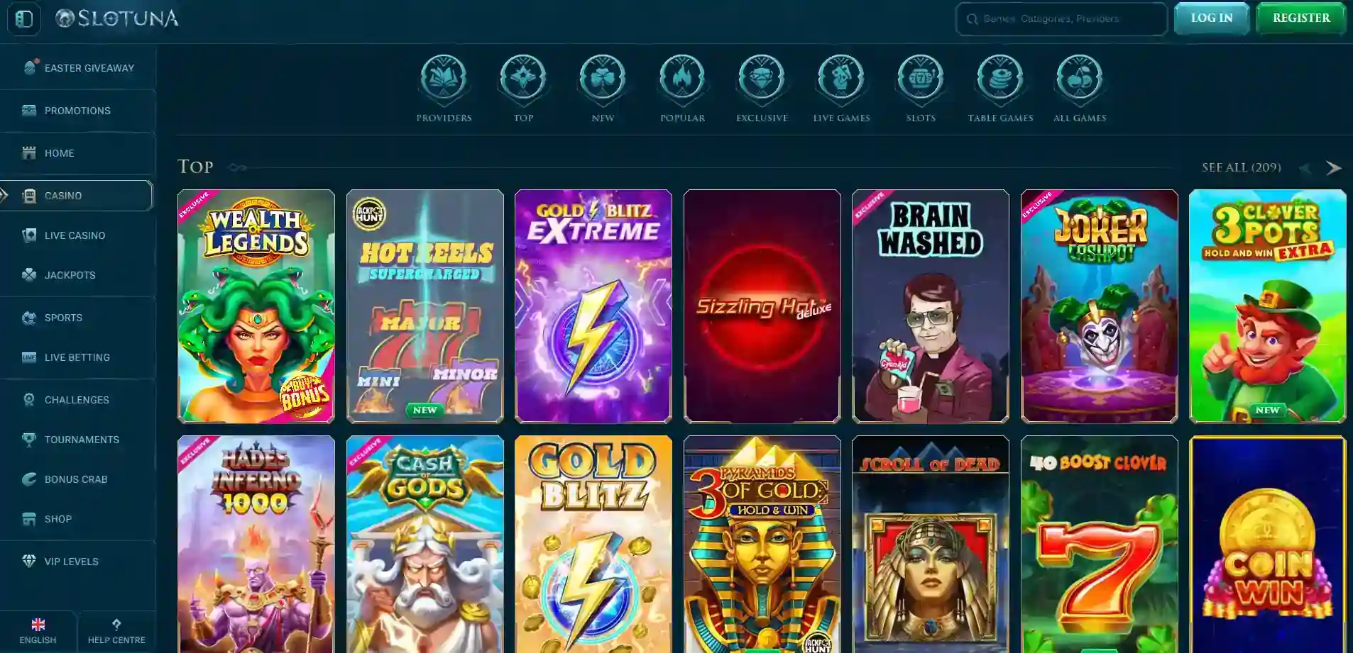 Panoramica dei giochi Slotuna usati per completare il wagering del bonus
